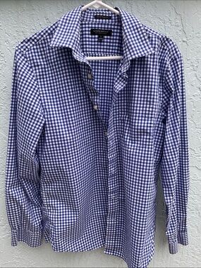 Banana Republic Blue and White Gingham Dress Shirt
